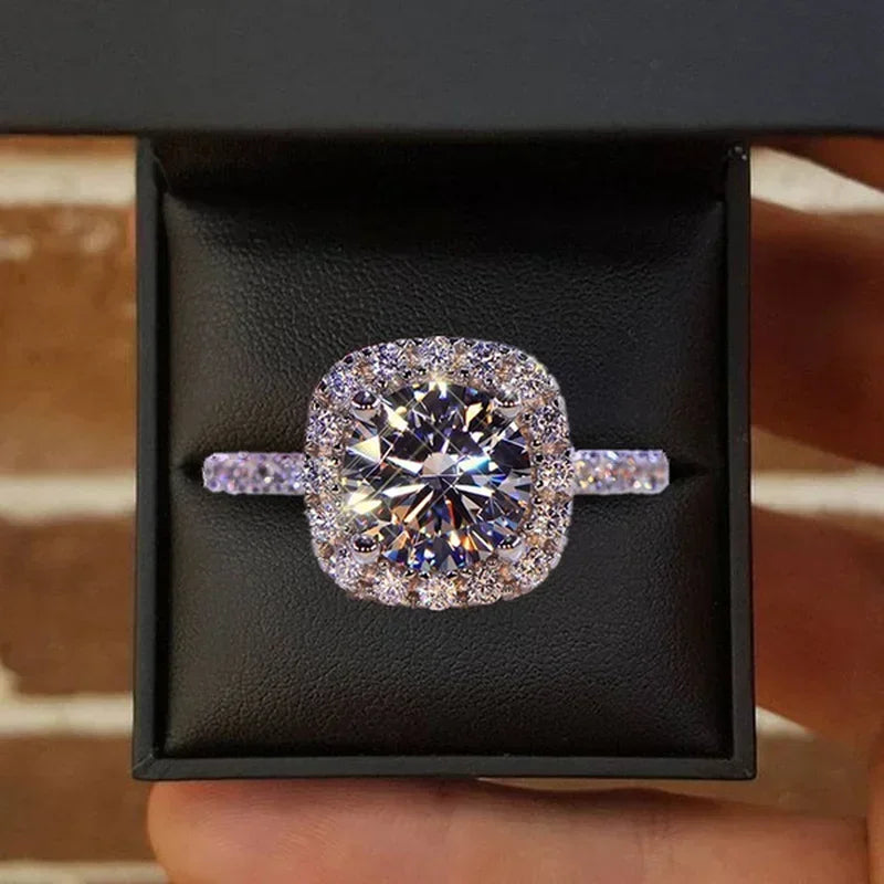 Silver-Tone Engagement Ring – White Zircon Bridal Band
