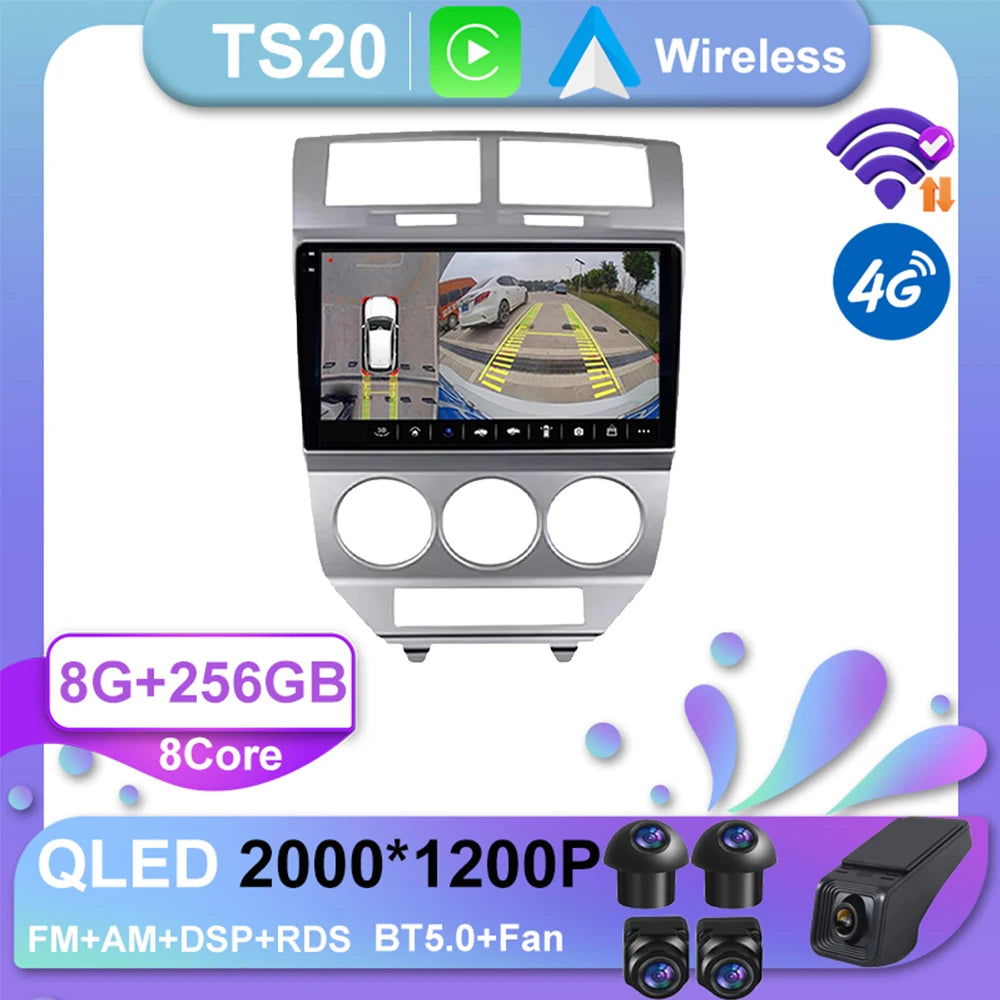 Car Stereo with Apple CarPlay & Android Auto, Compatible with Dodge Caliber (2007-2010)