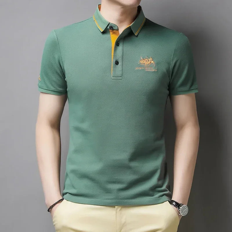 Men's Embroidered Polo Shirt - Short Sleeve, Casual Summer Top