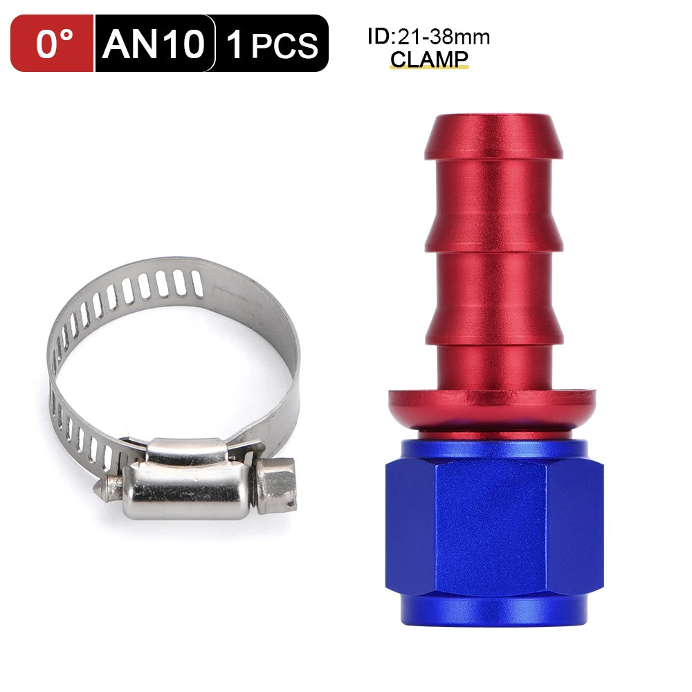 Universal AN6 AN8 AN10 Push-on Hose End Fittings Fuel Oil Cooler Hose Fitting 0 45 90 180 Degree Reusable Connection Adapter