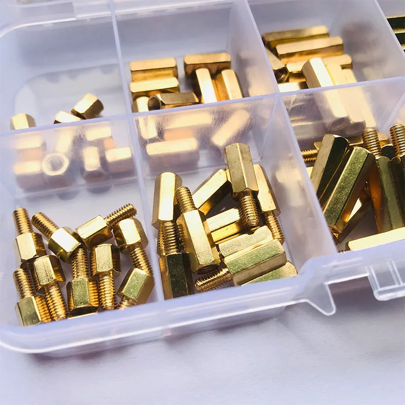 M3 Hex Brass Standoff with Brass Screw Nut Kit PCB Motherboard Standoff Spacer Screw Nut Thread Pillar Mount Male Female Spacer