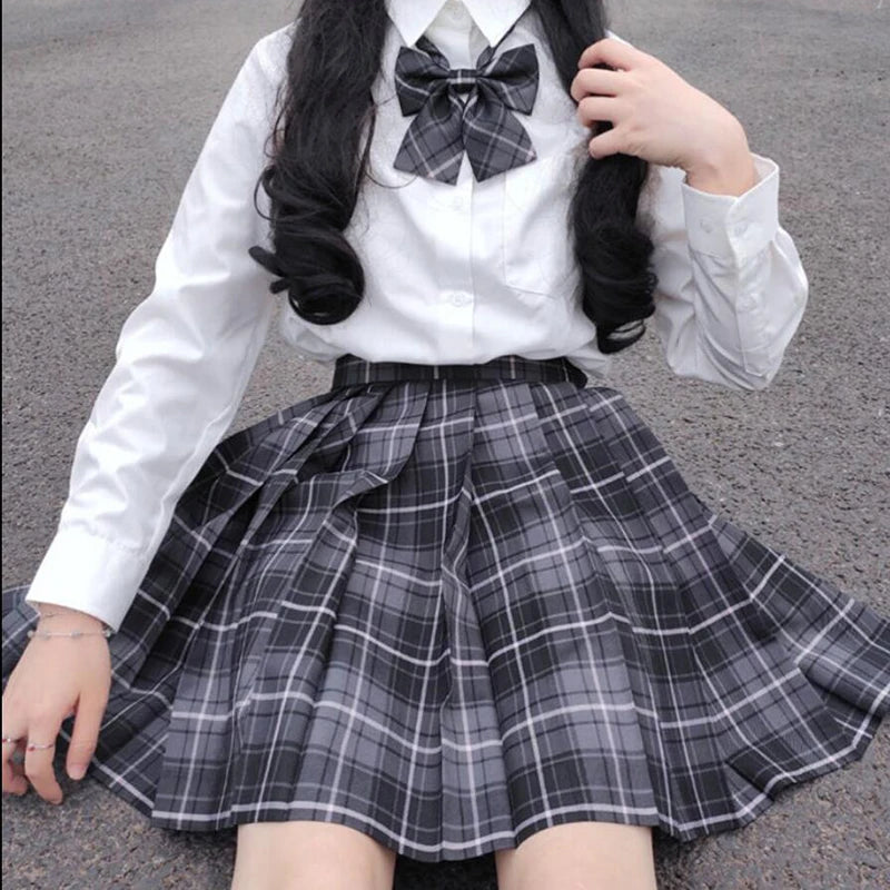 ZOKI Plaid Pleated Mini Skirt – Bow Knot High Waist Preppy Style | Harajuku Aesthetic Women's A-Line Dance Skirt | S-XXL