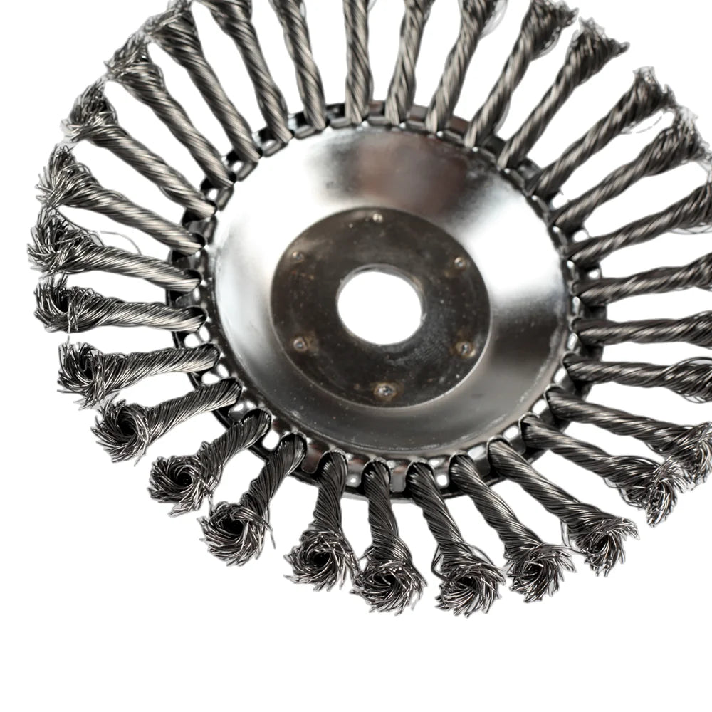 Upgrade 6/8 Inch Weed Brush Cutter Head Lawn Mower Universal Grass Trimmer Head Steel Wire Wheel Brush Garden Trimmer Head