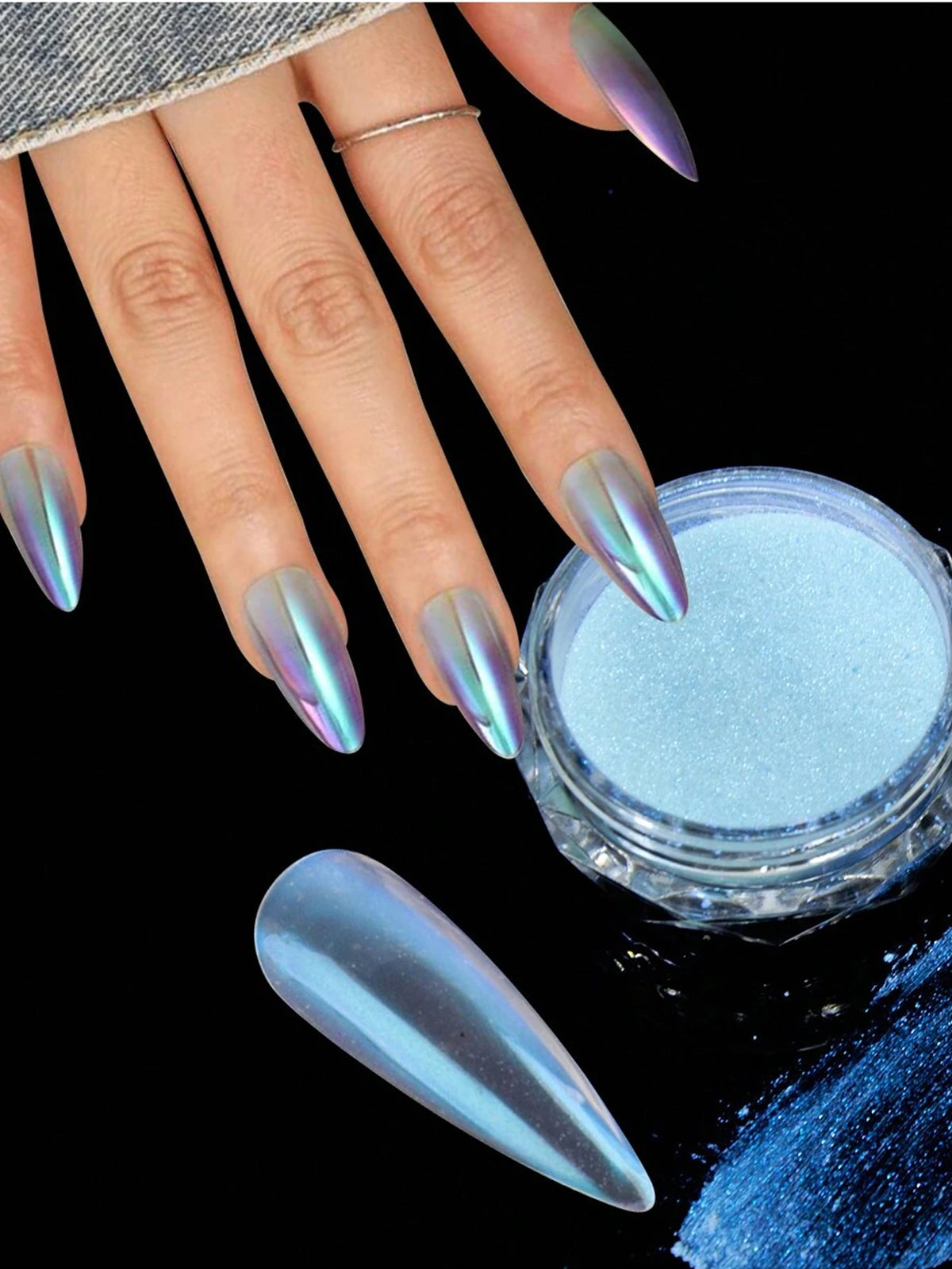 1 G 1 PCS Nail Powder Nail Pigment Holographic Mirrorlridescent Mermaid Rubbing Dust Glitter Gel Polish Manicure Decoration