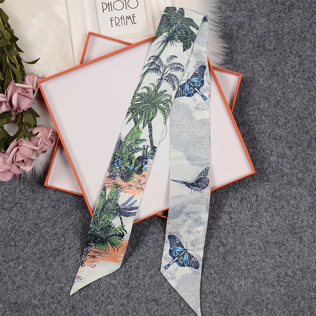 Tarot Constellation Silk Scarf for Women - Skinny Twill Neckerchief