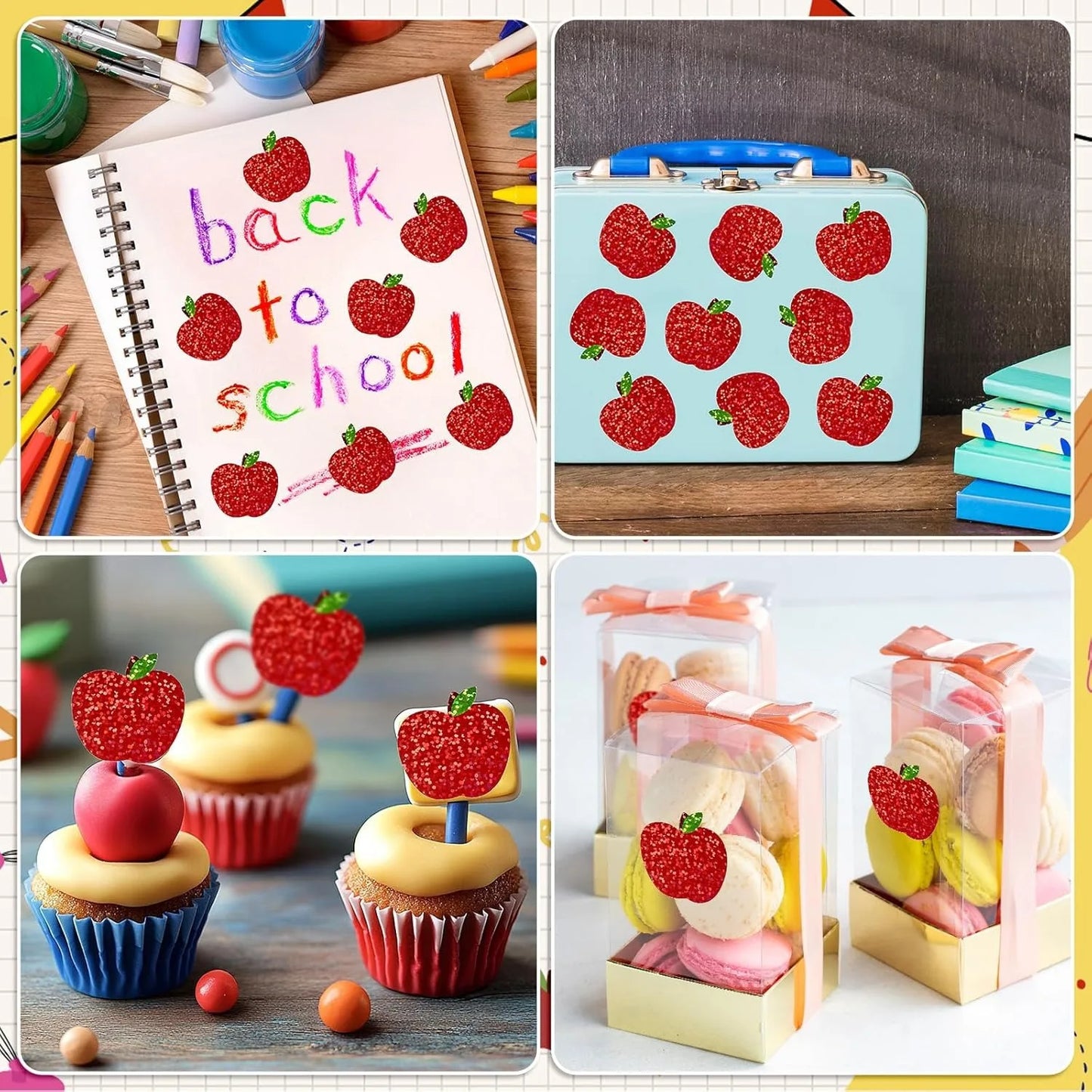 100-500pcs Laser Red Apple Stickers Party Gift Wrapping Label Scrapbook Cartoon Kids Rewards Stationery Stickers