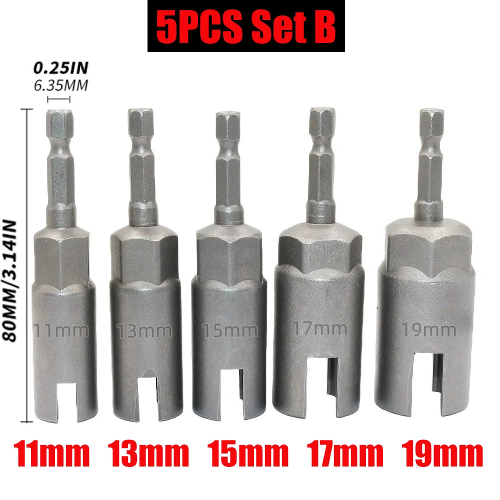 80/65mm 1/4” Hex Shank Wing Nut Driver Set Slot Wing Nuts Drill Bit Socket Wrenches Powerful Socket Inner Hexagonal Wrench