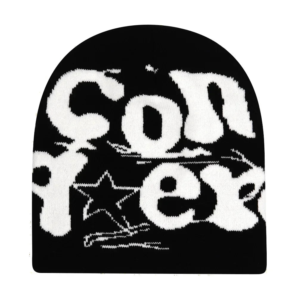 Y2K Letter Knit Beanie, Warm Ski Hat