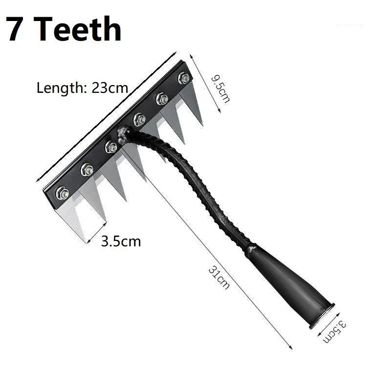 Multi-Tooth Metal Weeding Rake - Choose 5, 6, 7, or 8 Teeth
