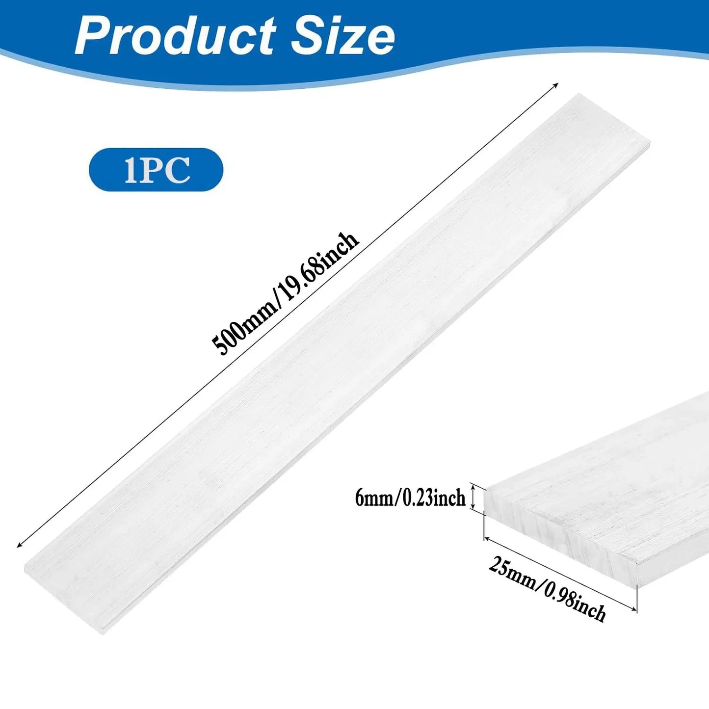 1-5pcs 6061 Aluminum Flat Bar Stock 500mm, High Strength Rectangular Bar for Metalworking, Industrial & Craft Use