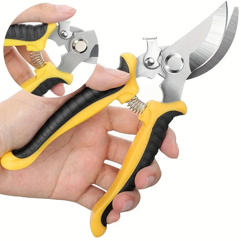 3PCS Gardening Scissors Set – Ergonomic Non-Slip Bypass Pruning Shears with Safety Lock | Beginner Garden Kit