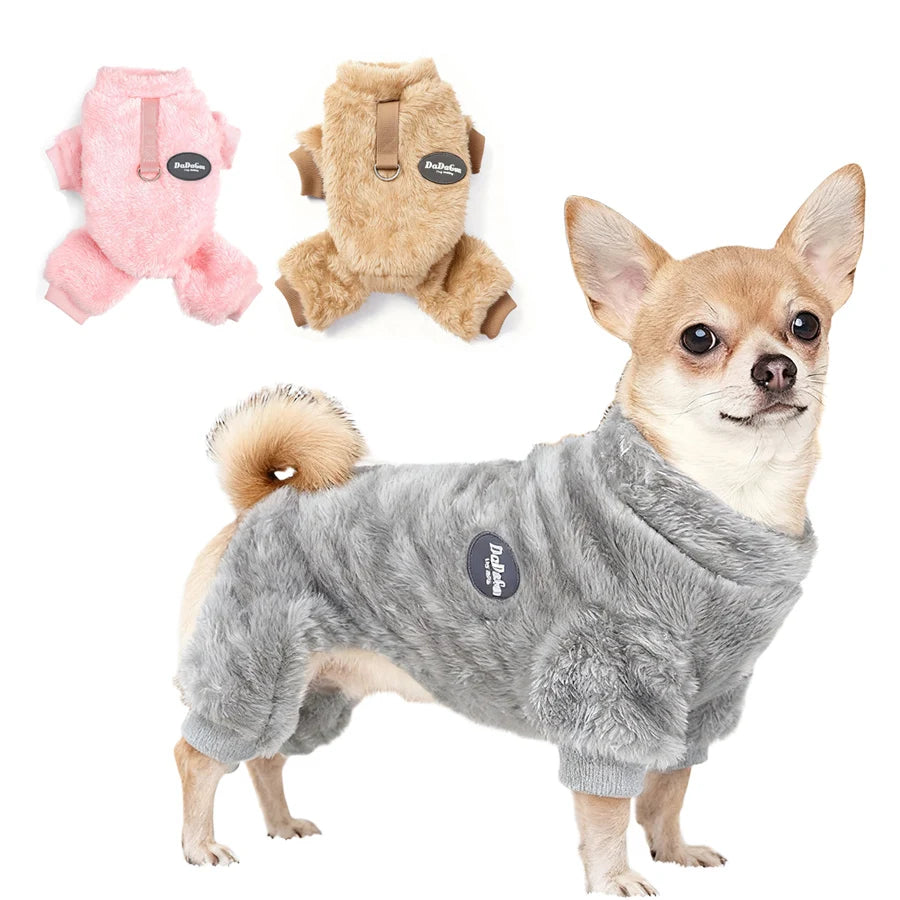Fleece Dog Pajamas - Warm Winter Outfit for Small Dogs