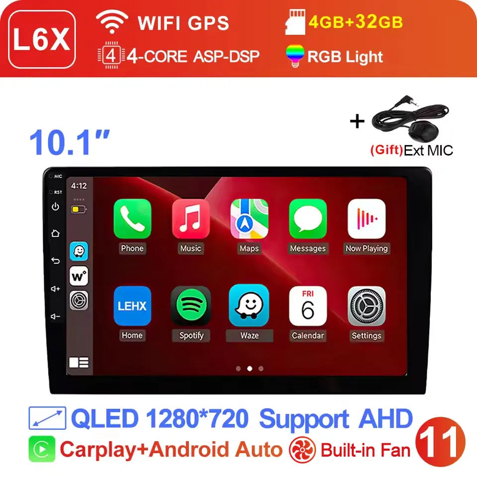 LEHX Universal 2-DIN Android Car Stereo (7"/9"/10") — Wireless CarPlay, Android Auto, GPS, 4G, WiFi