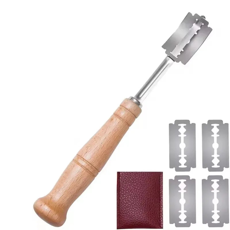 Bread Lame with 5 Blades - Curved Dough Scoring Tool, Wood Handle - photo 7