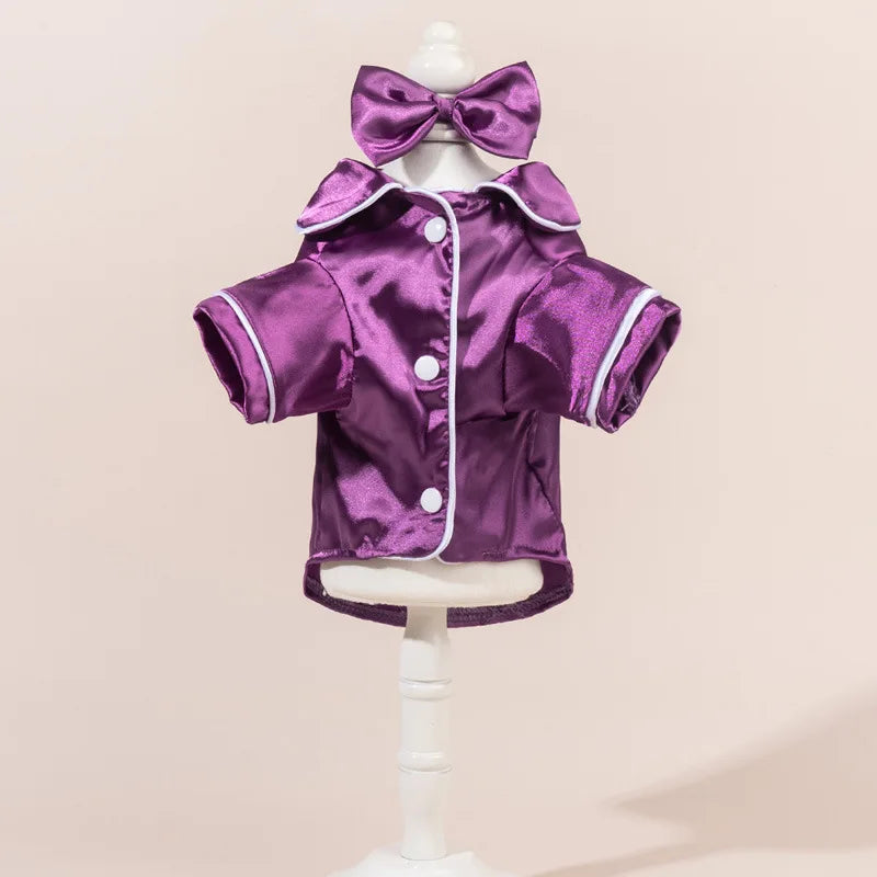 Satin Dog Pajama Set with Bow Headband - Small Dogs & Cats – photo 8