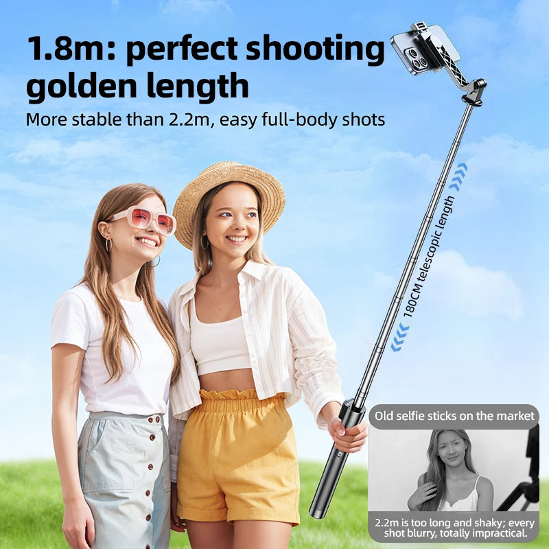 Retractable Selfie Stick 70-Inch And Tripod  Dual Handheld And Freestanding Design Wireless Remote Shutter 360 Degree Rotation And Multi-Angle Adjustment Stable
