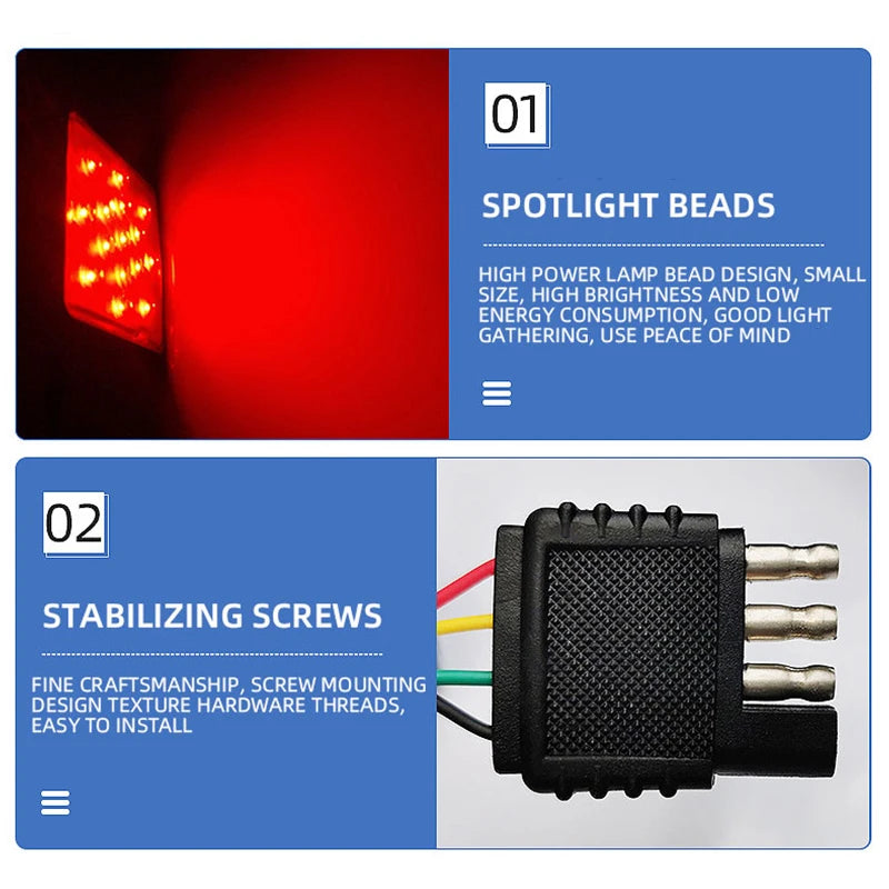 Car Brake Tail Lamp Red/Black Shell 15 LED Auto Reverse Stop Signal Lamp Rear Brake Light for Pickup Vehicle Trailer 12V