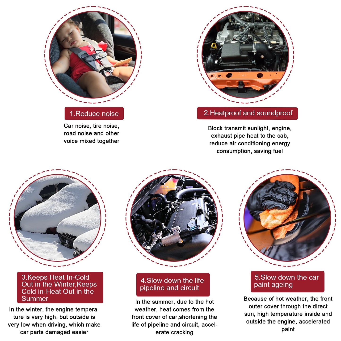 Uxcell Car Firewall Heat Sound Deadener Insulation Mat Aluminium Coating Cotton Self-adhesive Noise Insulation 5mm 10mm