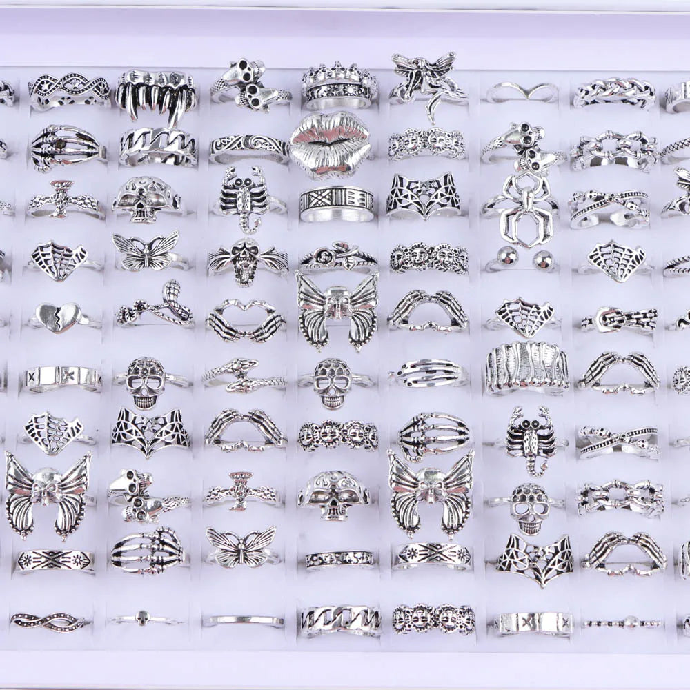Punk Stackable Ring Set – Mixed-Style Midi Knuckle Rings