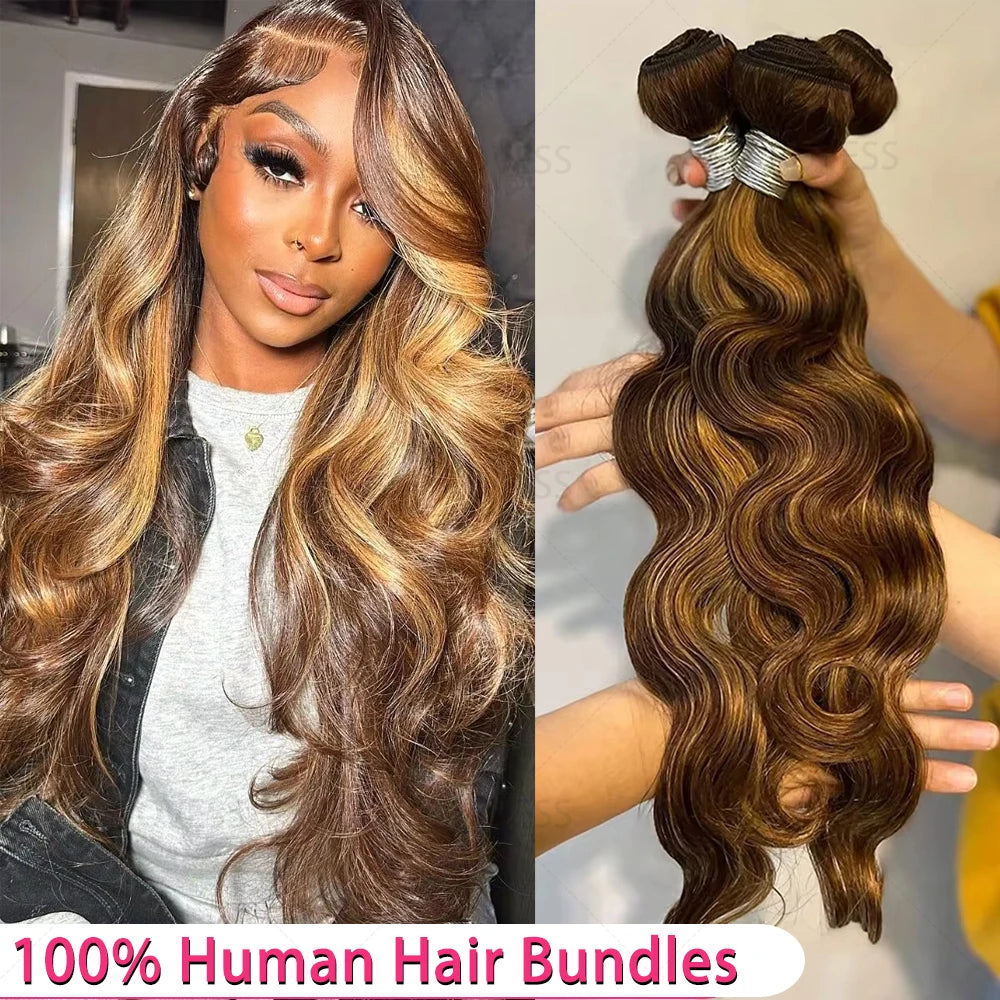 Colored Blonde 613 Human Hair Bundles 30 Inch Honey Blonde Body Wave Bundles 100% Unprocessed Raw Human Hair Extensions Bundles