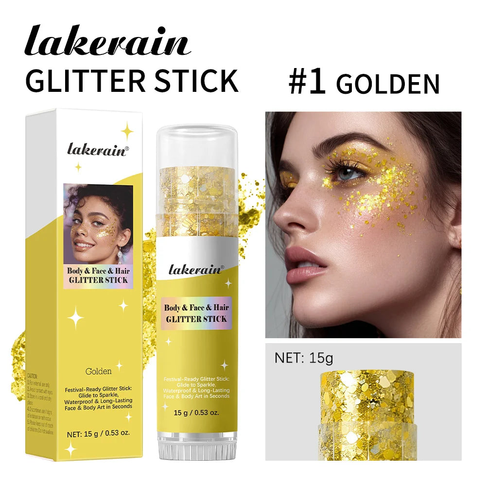 Body Glitter Sequin Stick Gel Texture Long-Lasting Dazzling Smudge-Proof Rich Sparkling Glitter Body Art for Party Stage Makeup