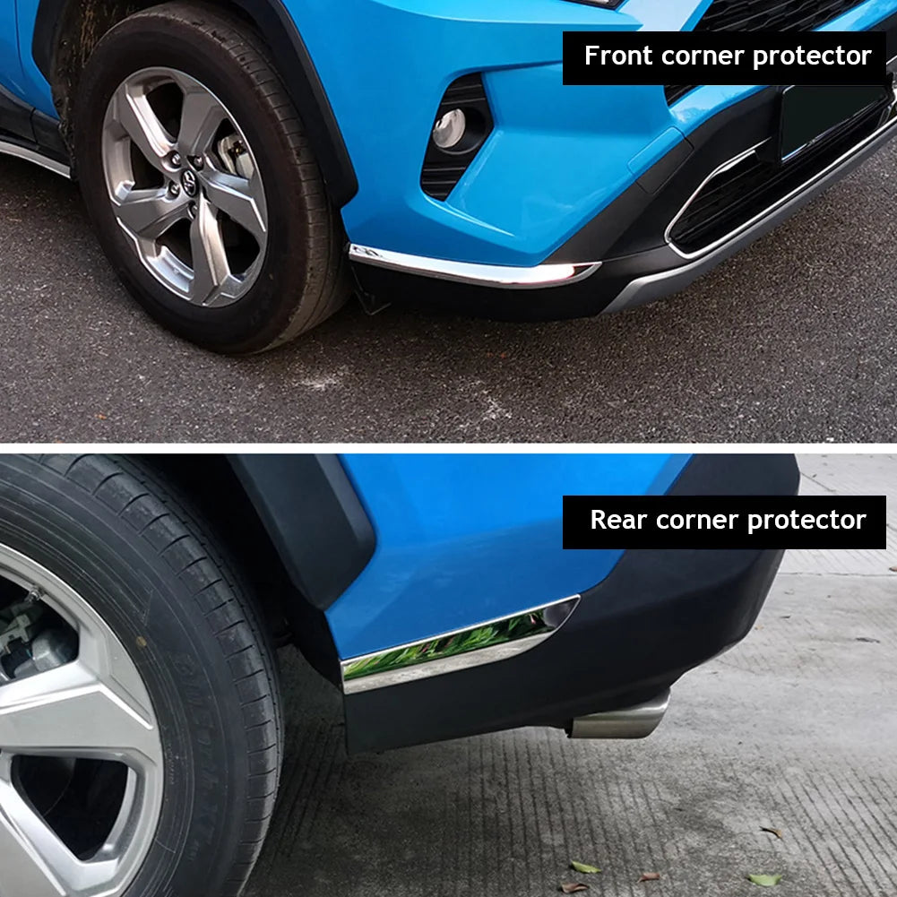 2/4Pcs Car Styling Stainless Front Rear Bumper Protector Trim For Toyota RAV4 RAV-4 XA50 2019 2020 Car Accessories