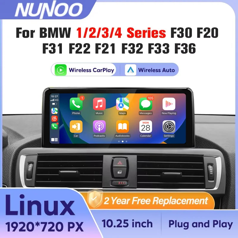 CarPlay Screen For BMW 1 2 3 4 Series F20 F21 F30 F31 F32 F33 F34 Car Multimedia Player Wireless Carplay Android Auto