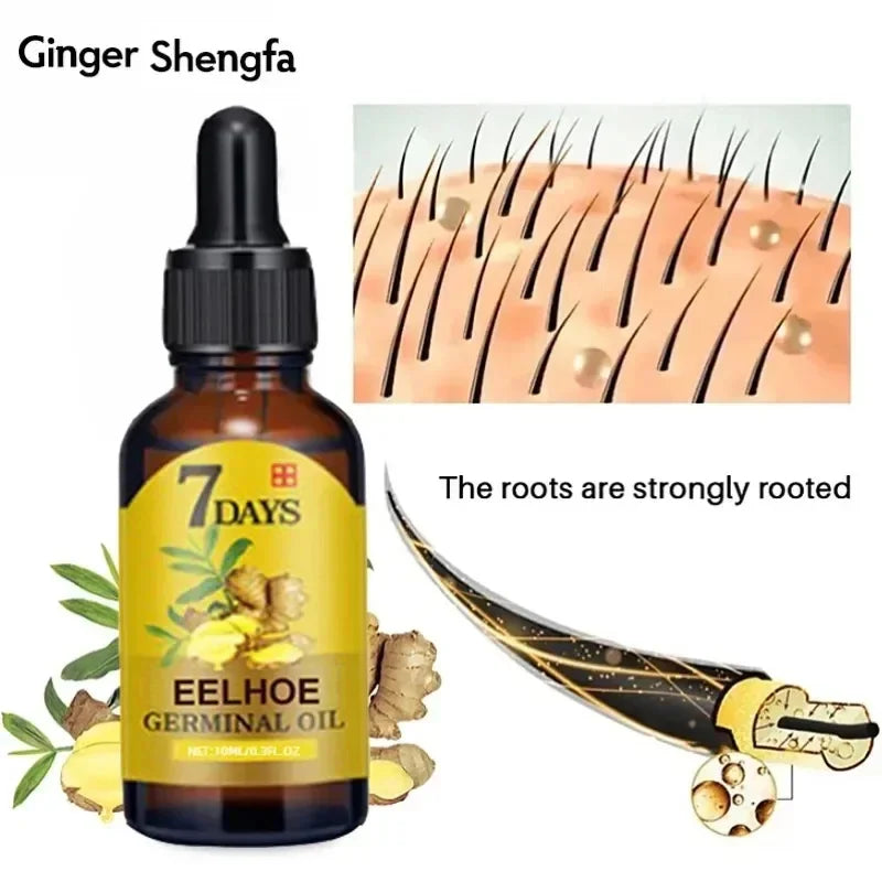 7 Days Ginger Hair Growth Products for Women Men Anti-loss Hair Treatment Hair Regrowth Oil Fast Regrowth Hair Spray Hair Care