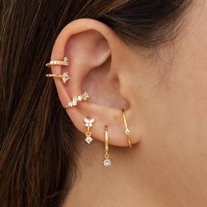 925 Sterling Silver Crystal Drop Earrings for Women - Heart & Flower Studs