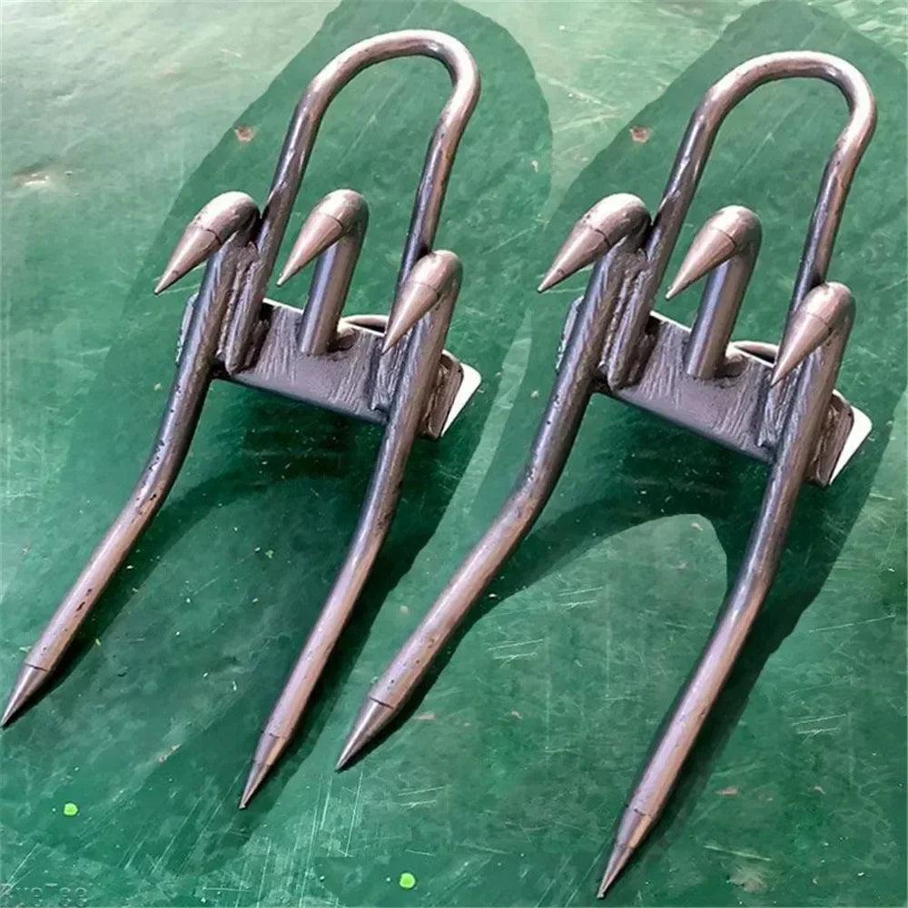 Five-claw steel tree climbing spikes with adjustable straps
