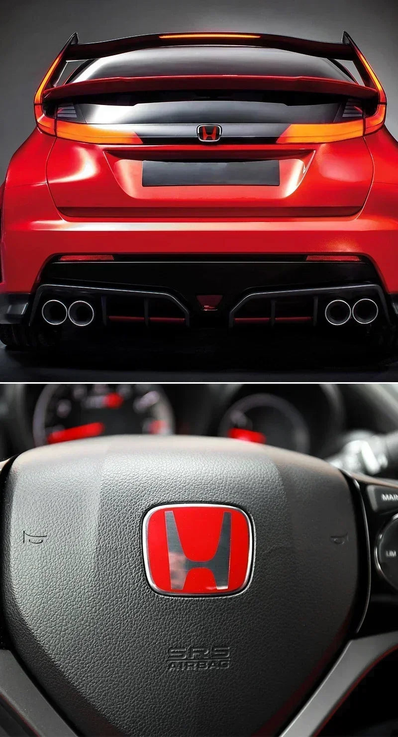 Car Hood Front Grill Rear Trunk H Emblem Logo Sticker For Honda Civic Fit Jazz Accord CRV HRV City Odyssey Passport Pilot Vezel