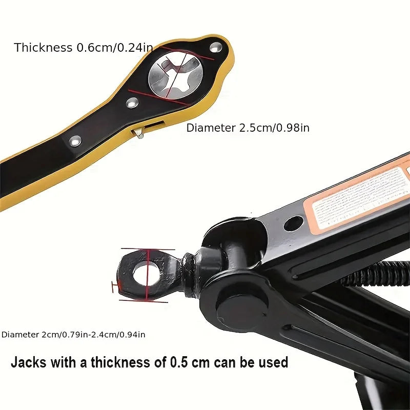 Auto Labor-Saving Jack Ratchet Wrench With Long Handle Jack Ratchet For Scissor Jack Lug Wrench For Tire Jack