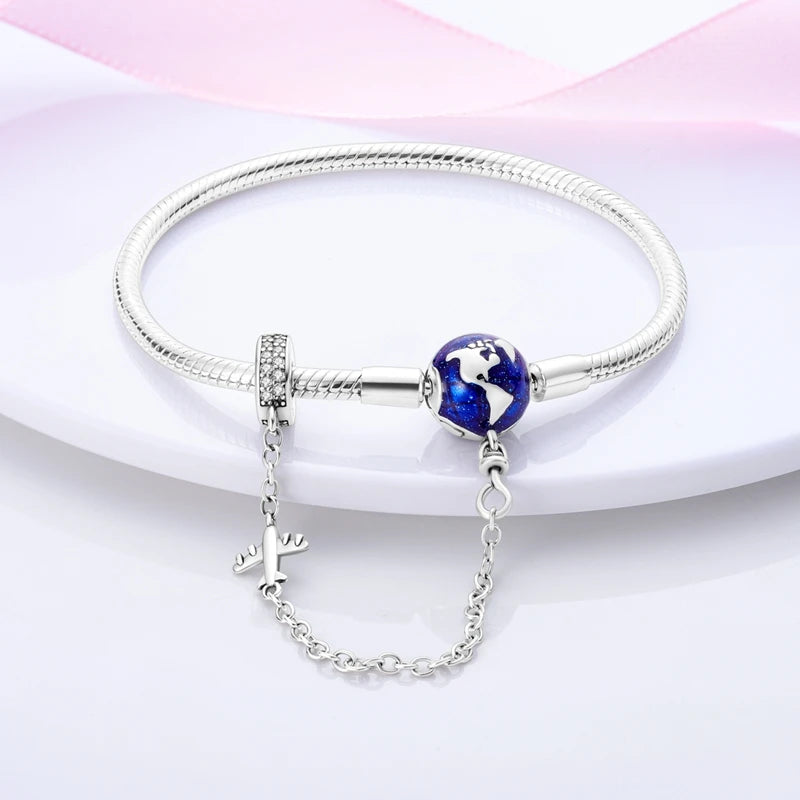 925 Sterling Silver Charm Bracelet – Star Moon Sun Four Leaf Clover Zircon | DIY Birthday Gift for Women (17-20cm)