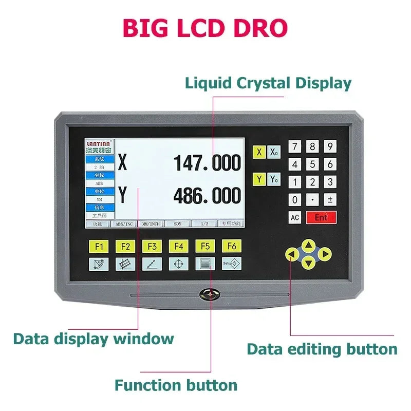LCD DRO  Display YH800-2 2 Axis  19 language AC90-260V Displacement sensor  50-1000mm Linear Scale Encoder Grating Ruler