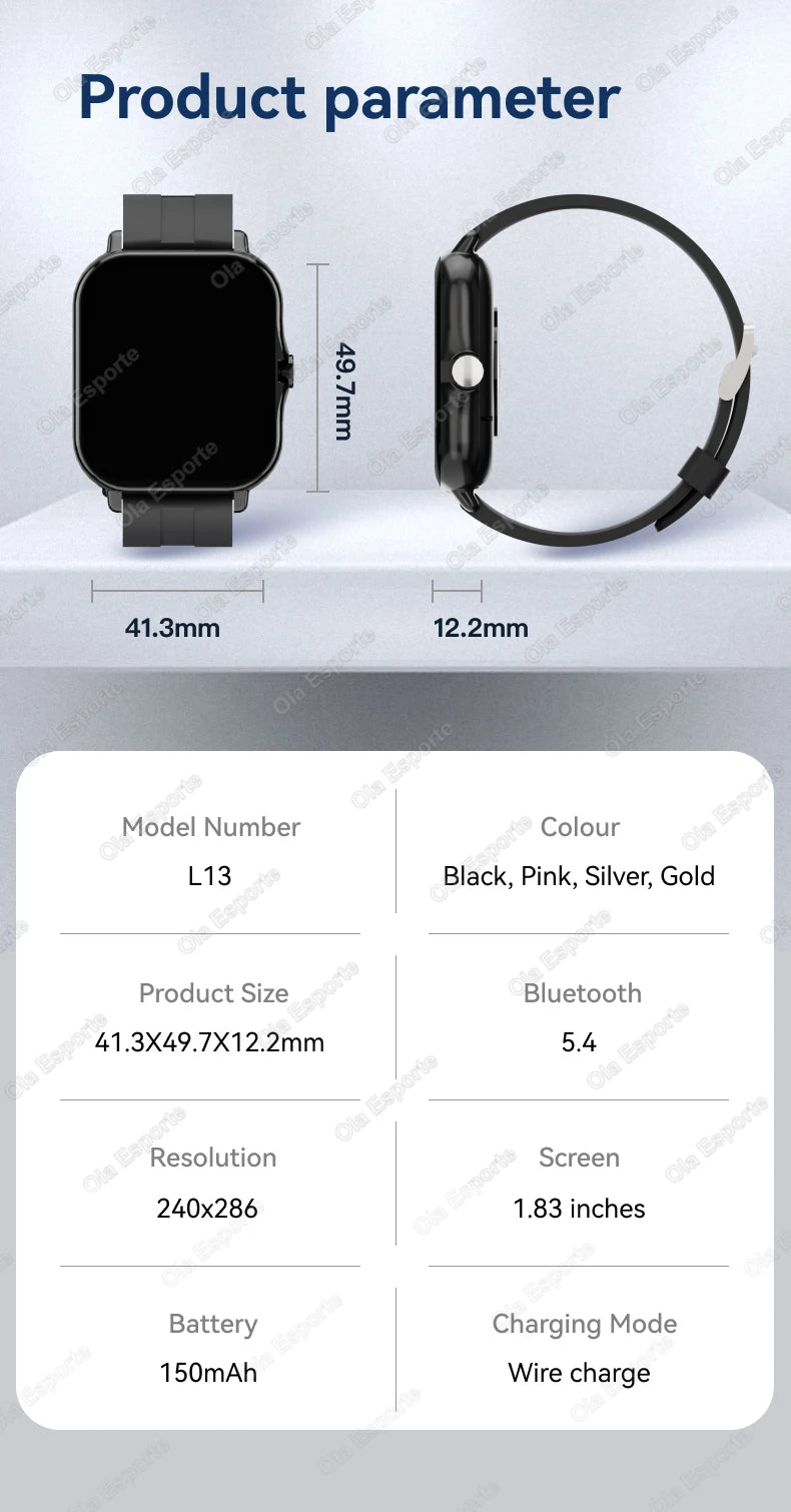 2026 New Bluetooth Call Smart Watch Information Push Men Women Health Monitoring Watch Pedometer IP68 Smartwatch For Android IOS