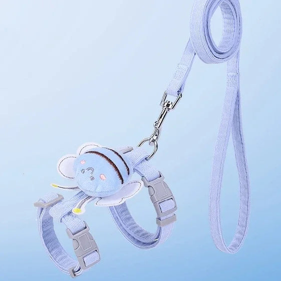 Cat Harness Leash for Cats Double Layer Adjustable Soft Vest Bee Medium Dog Harness for Walking Outdoor Comfortable Kitten Leash