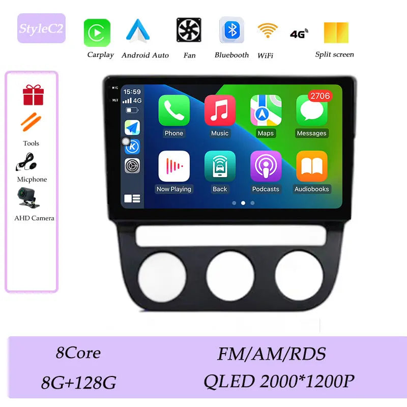 Android Car Stereo for VW Golf Mk5, Jetta GLI, Rabbit 1K (2006–2010) — CarPlay, GPS, DSP, Split Screen