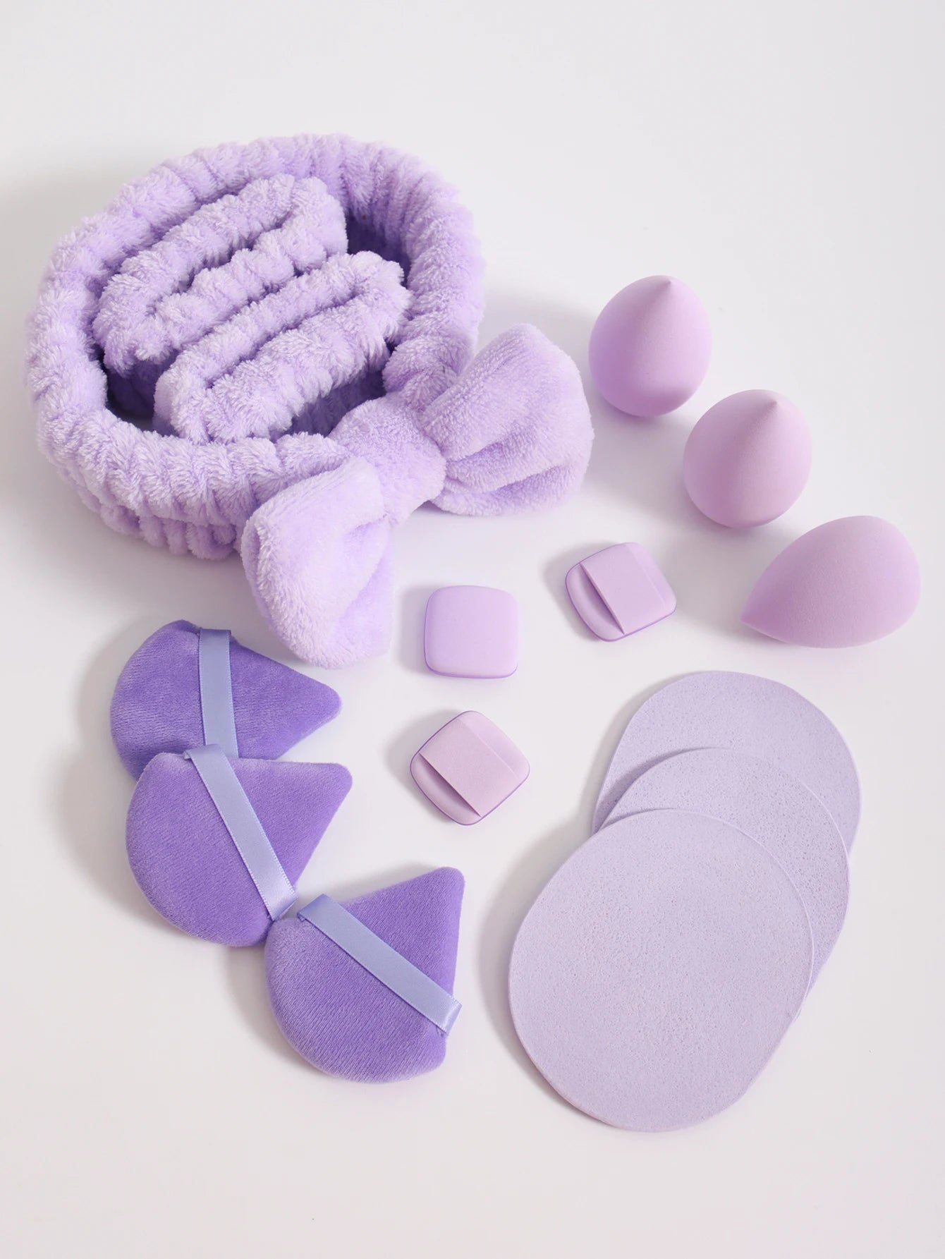 15Pcs Cosmetic Puff Makeup Sponge Blender Beauty Egg Foundation Sponges Puff Wash Face Headband Wristband Make up Accessories