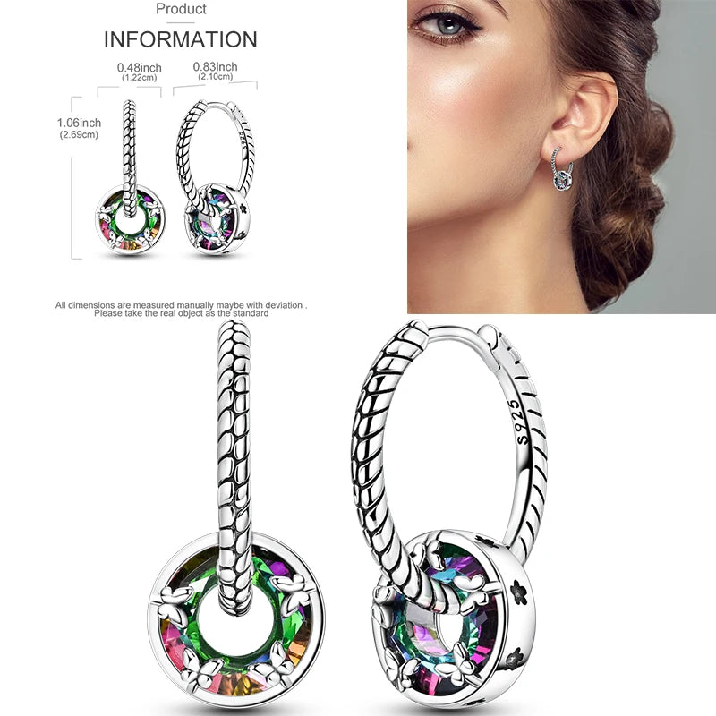 Sparkling Gold Woman Hoop Earrings 925 Sterling Silver Butterfly Colored Zirconium Earrings for Women Jewelry Anniversary Gift