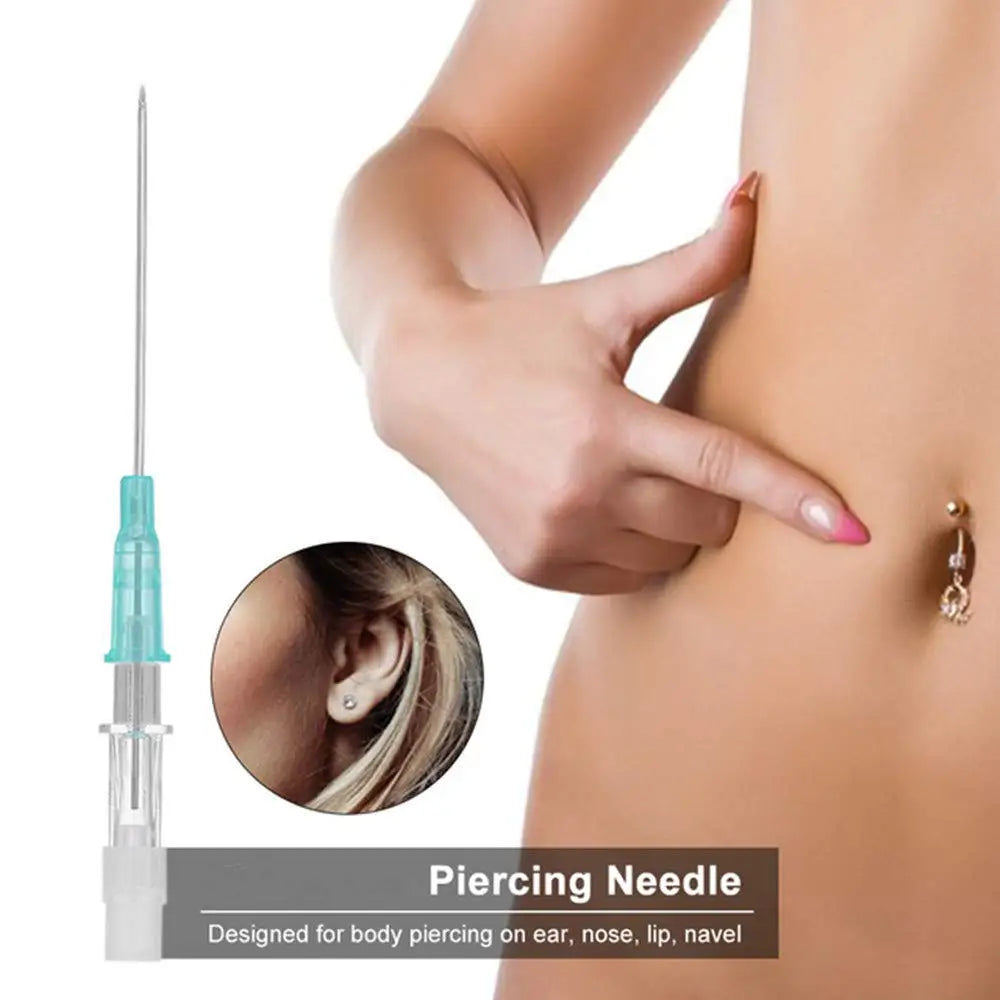 50PCS Piercing Needles Surgical Steel Disposable Body Piercing Needles E.O.Gas Sterilized Permanent Makeup Tattoo Needle