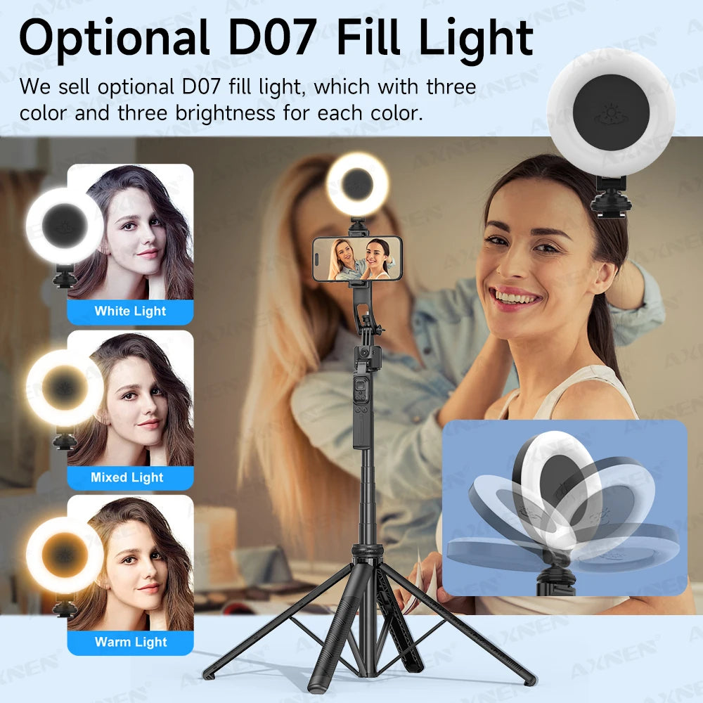 AXNEN C17 64" AI Face Tracking Selfie Stick Tripod – 360° Auto Rotation, Bluetooth Remote & Quadruped Stand