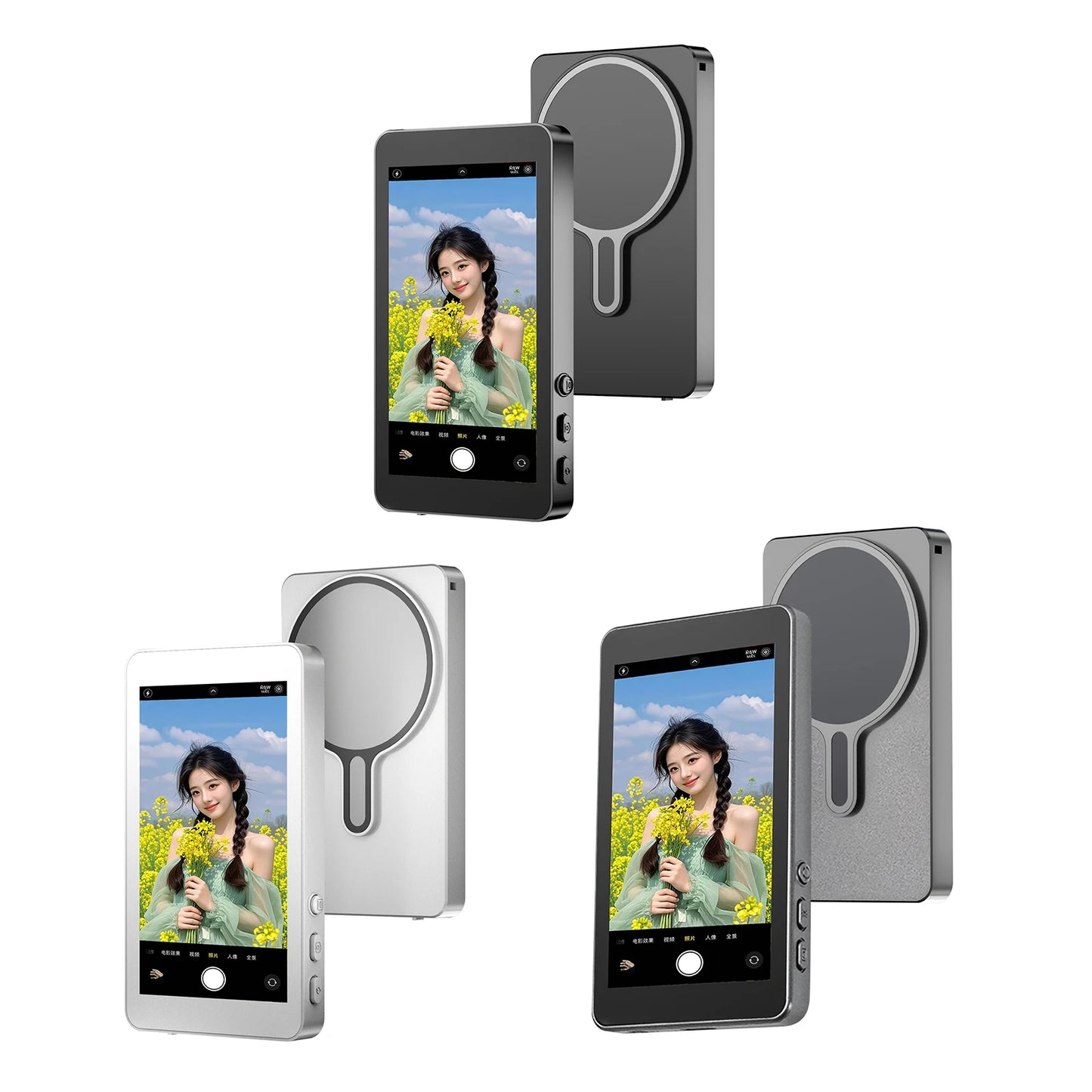 Upgrade Magnetic Wireless Selfie Monitor Screen 4inch For Android Phone Rear Camera Live Streaming Video Recording W/ Zoom Focus