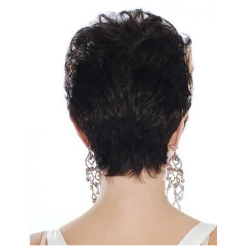 New wig female grandma grey fashion short curly hair for the elderly woven synthetic fiber high temperature silk head cover