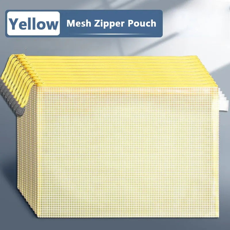 A3/A4/A5/A6 Mesh Zipper Pouch Document Bag Waterproof Zip File Folders School Office Supplies Pencil Case Cosmetic Makeup Bags