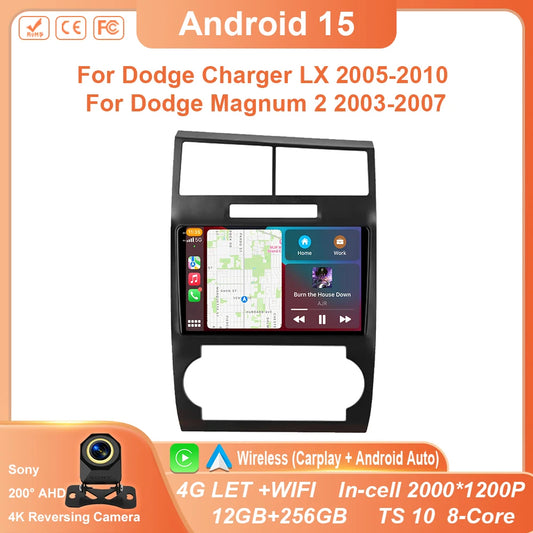 Car Stereo with Apple CarPlay & Android Auto, Compatible with Dodge Charger LX & Magnum