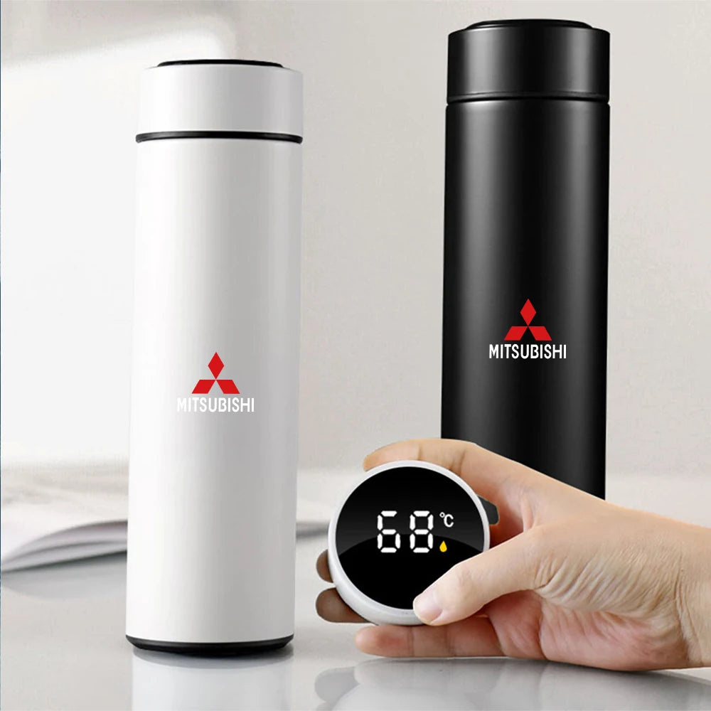 Stainless Steel Car Badge Thermos Mug Leak Proof Thermo Cup Smart Thermos Kettle For Mitsubishi Ralliart Pajero Eclipse Asx L200