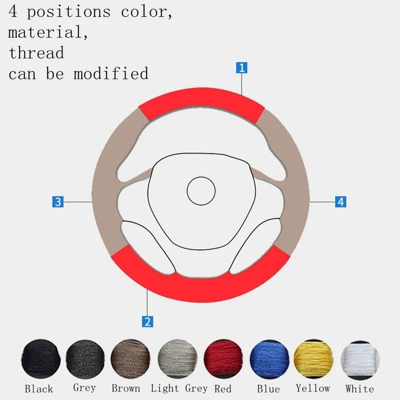 For Toyota RAV4 2026 Hand Stitched Steering Wheel Cover Braid Leather Cover Renovation Accessory