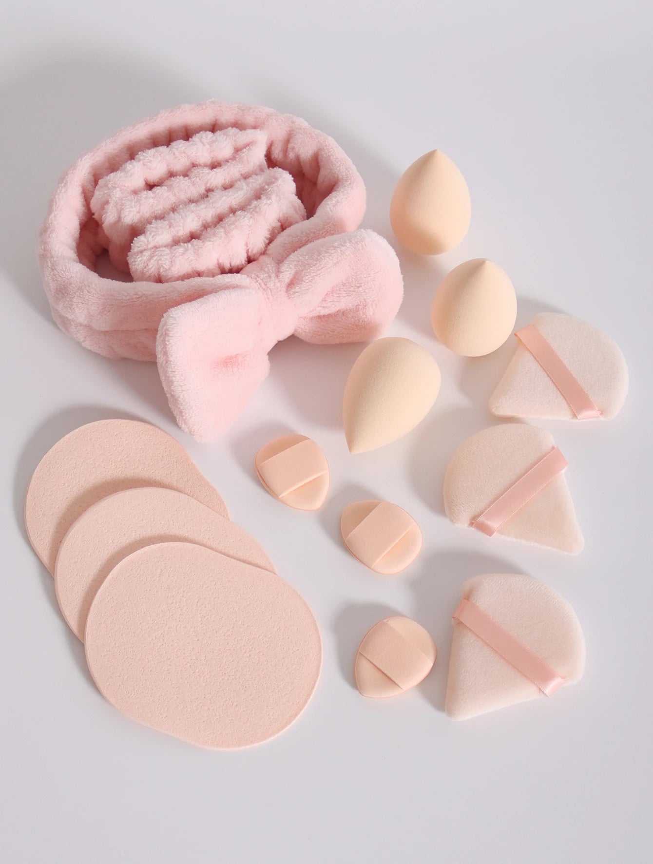 15Pcs Cosmetic Puff Makeup Sponge Blender Beauty Egg Foundation Sponges Puff Wash Face Headband Wristband Make up Accessories