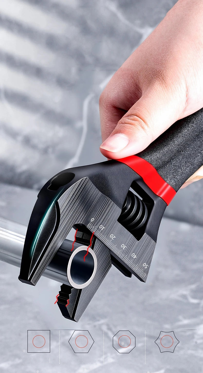 1 Pcs 6/8” Short Handle Adjustable Wrench Oversized Open Bathroom Wrench Mini Small Board Large-diameter Adjustable Short Handle