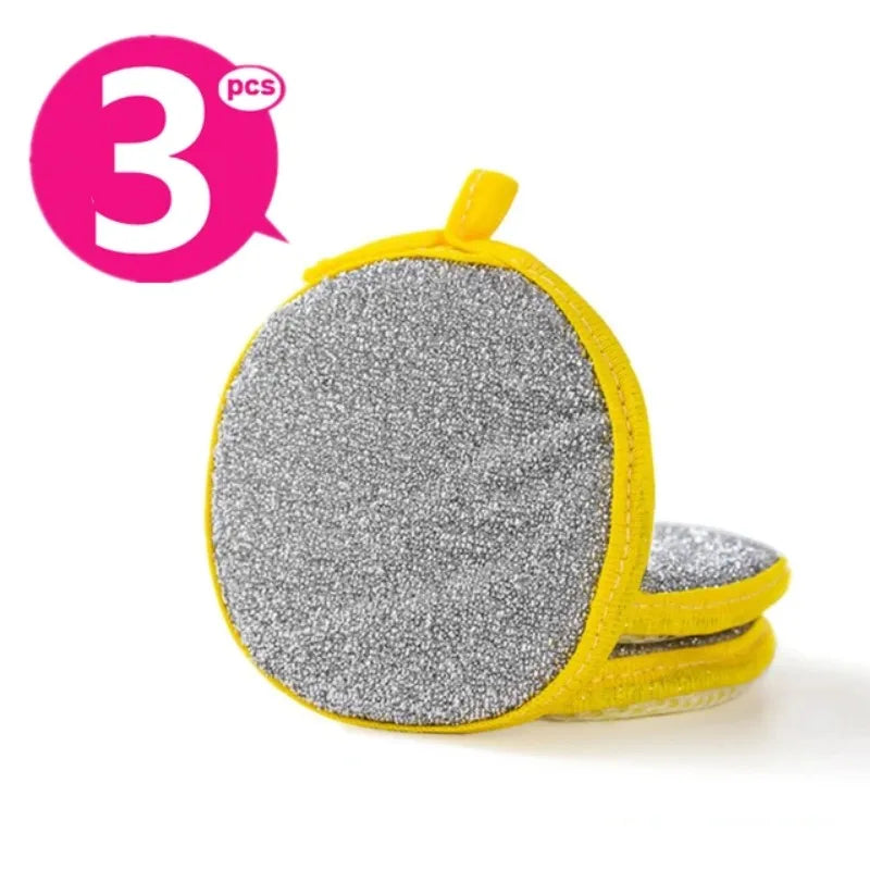 Kitchen Double-Sided Dishwashing Sponge Reusable Brushing Pots Wipes Pans Cleaning Cloth Home Grease Removal Dishwashing Cloth